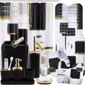 Bathroom Accessories Set - 26PCS Black Bathroom Set, Bathroom Accessory Set with Shower Curtain and Rugs and Bathtub Mats for Home
