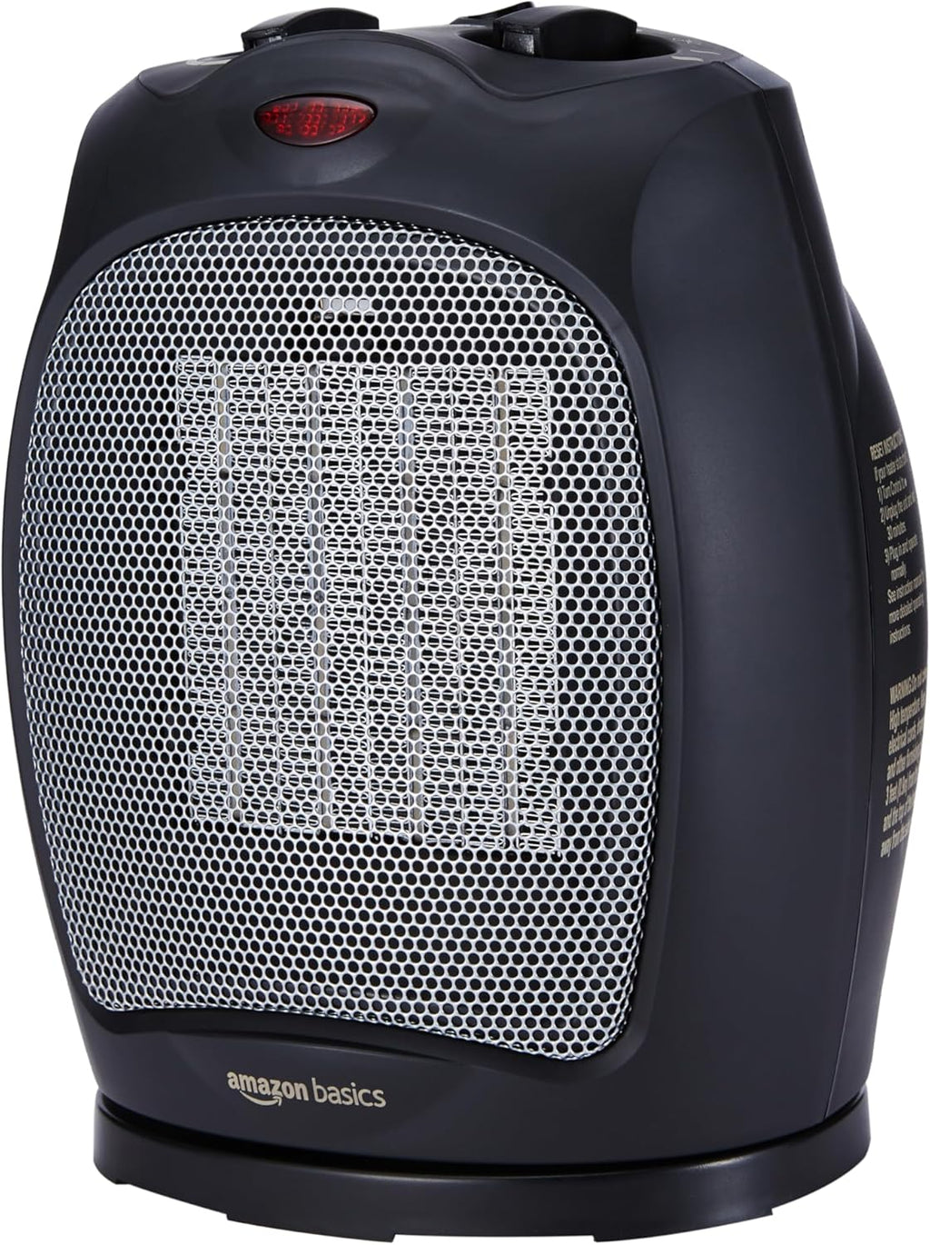 Amazon Basics Oscillating Ceramic Space Heater, Portable Indoor Heating Solution, With Overheat and Tip-Over Protection, Thermostat, 1500W, 7.52"D x 6.34"W x 9.45"H, Black
