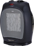 Amazon Basics Oscillating Ceramic Space Heater, Portable Indoor Heating Solution, With Overheat and Tip-Over Protection, Thermostat, 1500W, 7.52"D x 6.34"W x 9.45"H, Black