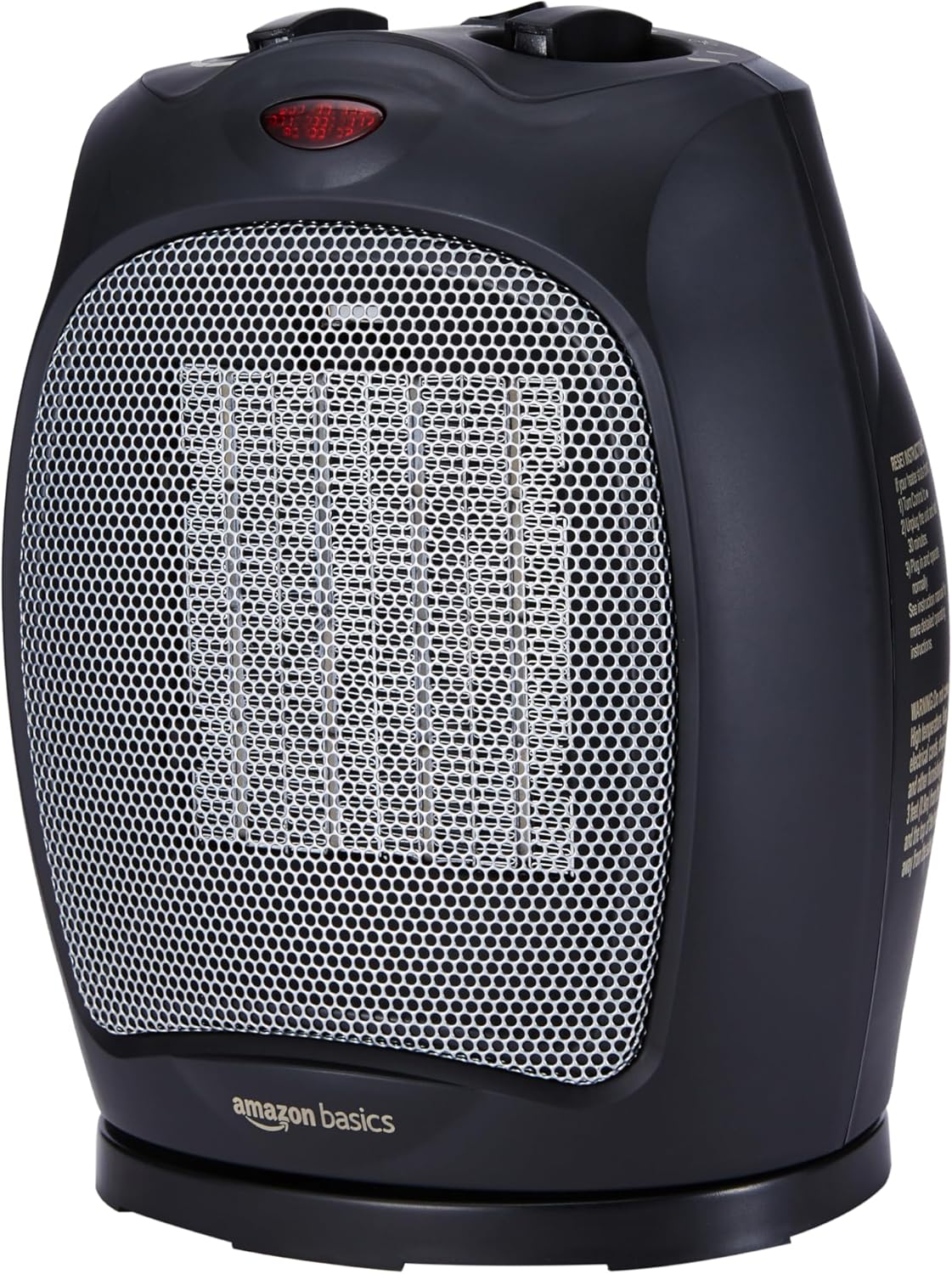 Amazon Basics Oscillating Ceramic Space Heater, Portable Indoor Heating Solution, With Overheat and Tip-Over Protection, Thermostat, 1500W, 7.52"D x 6.34"W x 9.45"H, Black