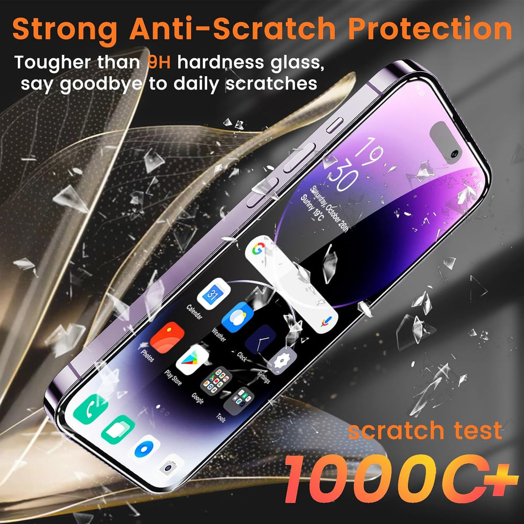 3+3 Pack Privacy Screen Protector for iPhone 14 Pro Max 6.7-Inch with 3 Pack Camera Lens Protector, Anti Spy Tempered Glass Film 9H Hardness Bubble Free Case Friendly