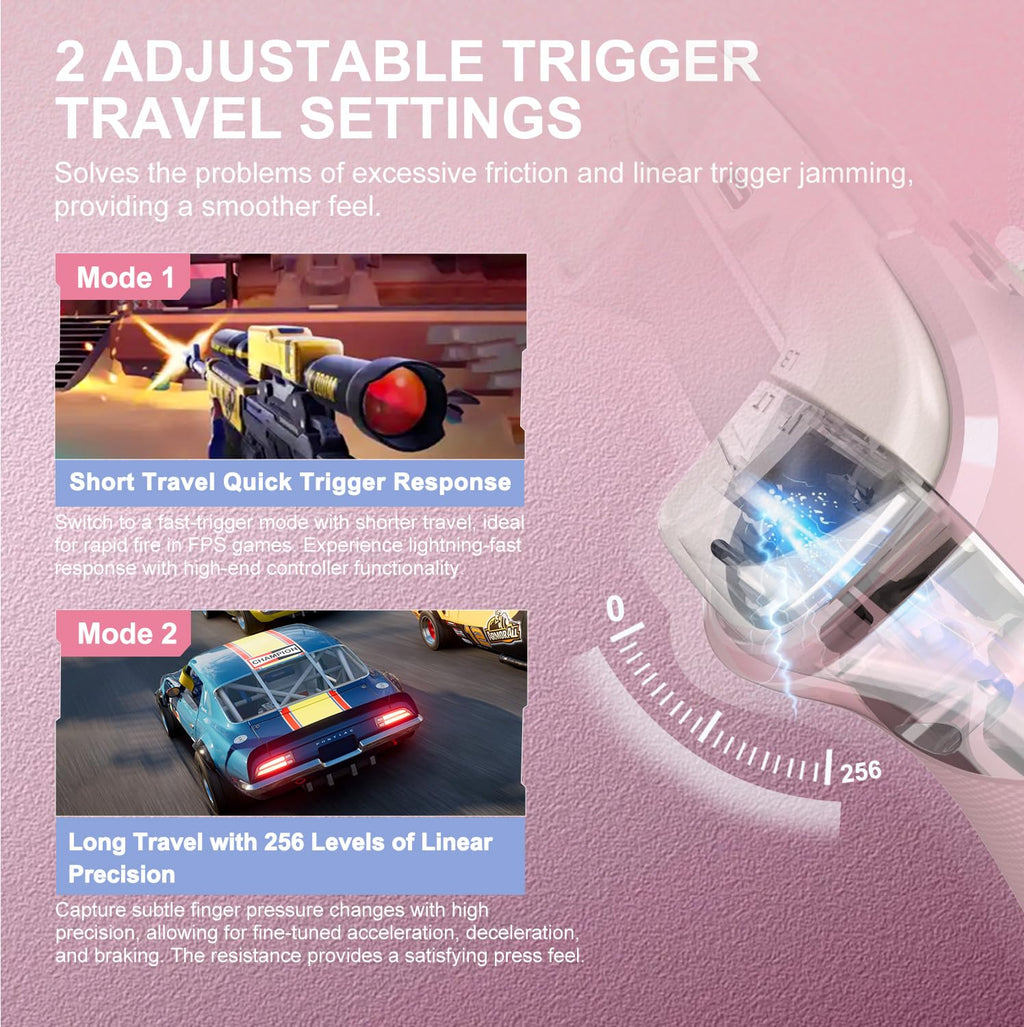 PXN P5 Wireless Gaming Controller, Hall Effect Joystick, 2.4G PC Gaming Controller, Hall Triggers, Dual Vibrators, APP, POM, Wake-up, 4-Macro, 3-Mode(2.4G/BT/SW), for PC,Switch,Android,iOS