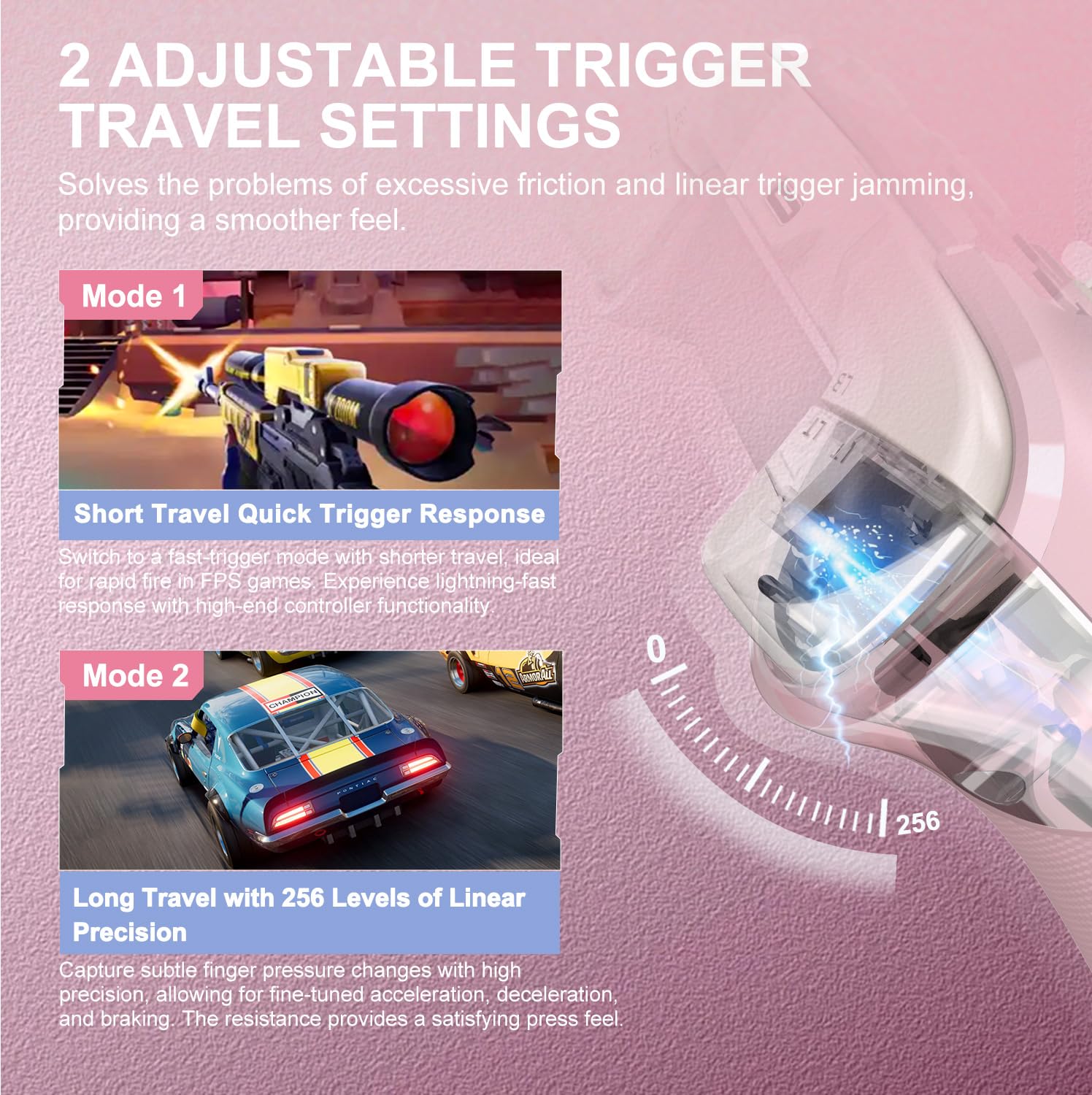 PXN P5 Wireless Gaming Controller, Hall Effect Joystick, 2.4G PC Gaming Controller, Hall Triggers, Dual Vibrators, APP, POM, Wake-up, 4-Macro, 3-Mode(2.4G/BT/SW), for PC,Switch,Android,iOS