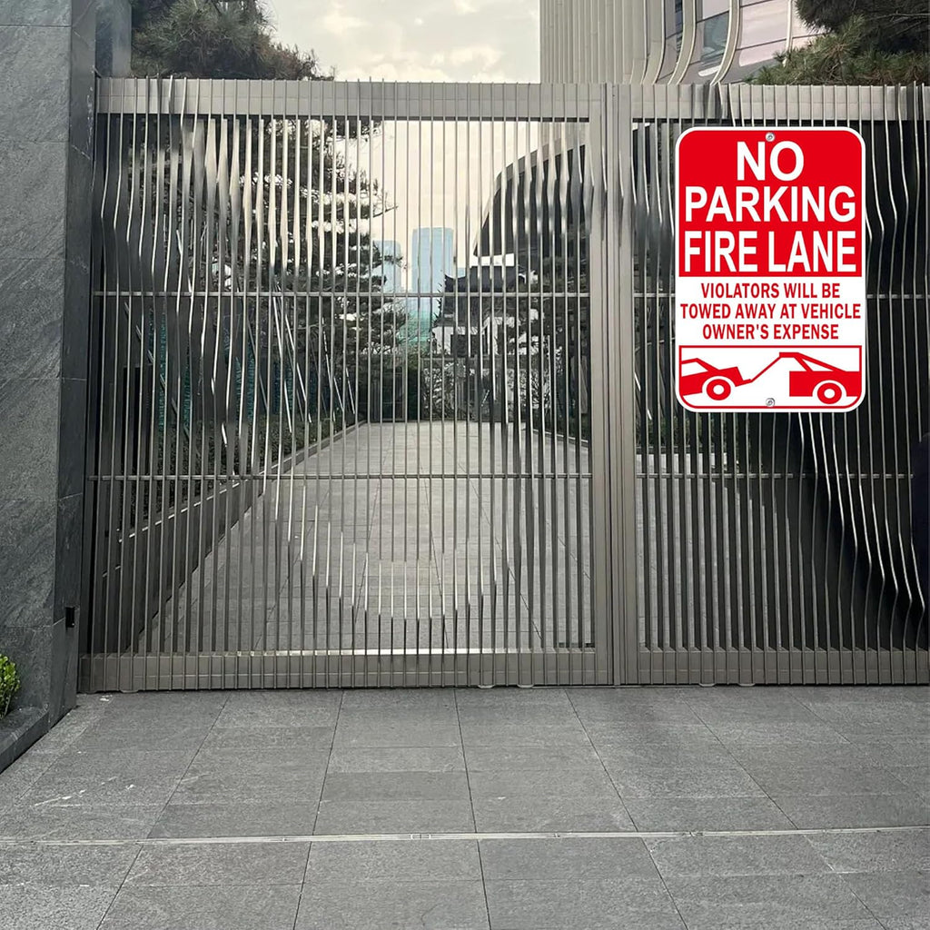 No Parking Fire Lane Sign, Reflective Aluminum, 12 x 18 Inches, Weather Resistant, UV Protected, Indoor Outdoor Use, 2 Pack