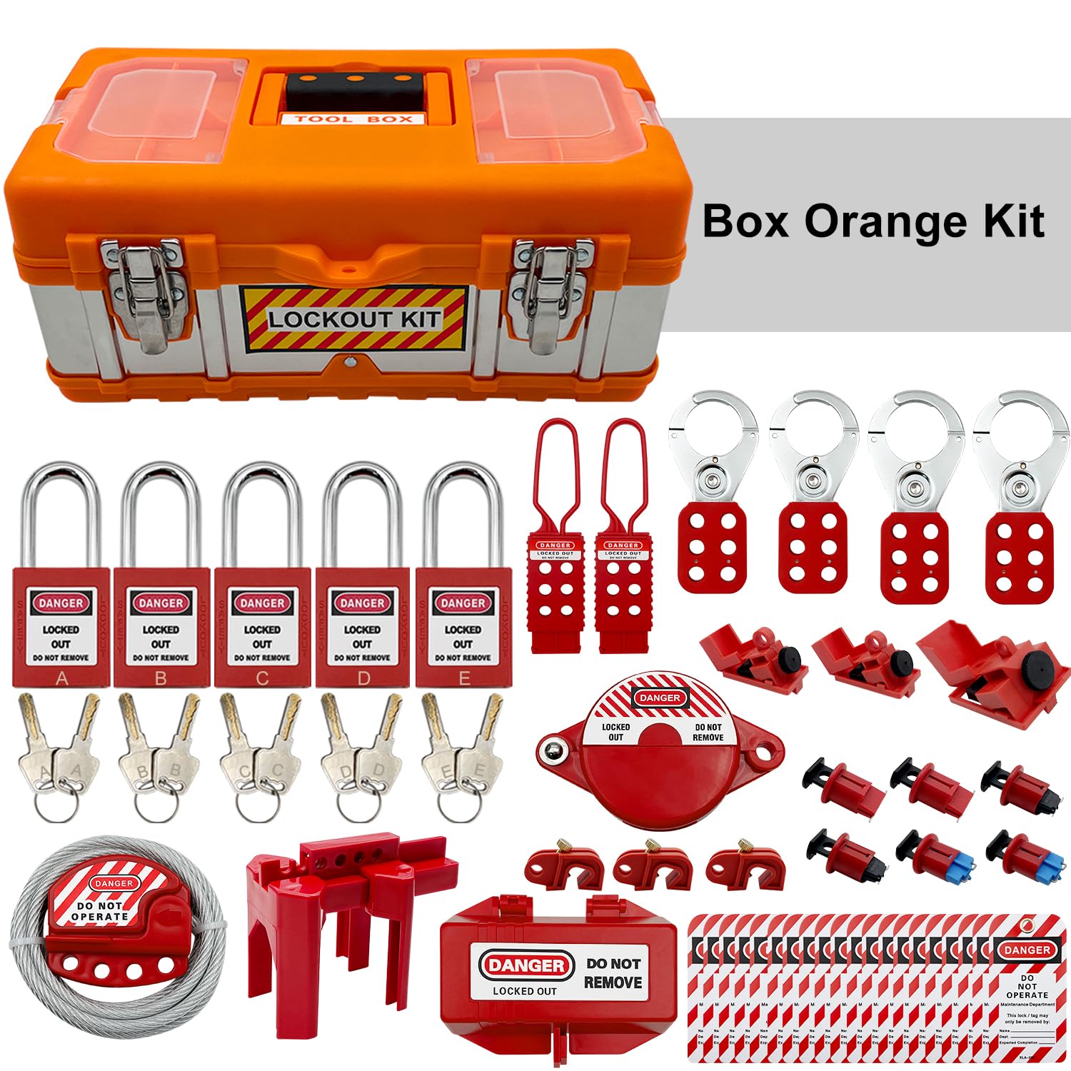 SAFBY 2-in-1 Lockout Tagout (Loto) Kits–Complete OSHA Safety Group Lock Out Hasps, Tag Out Clamp-On Circuit Breaker Lockout for Universal Multi- Pole Breaker Electrical Kits Station (2 Kits in 1)