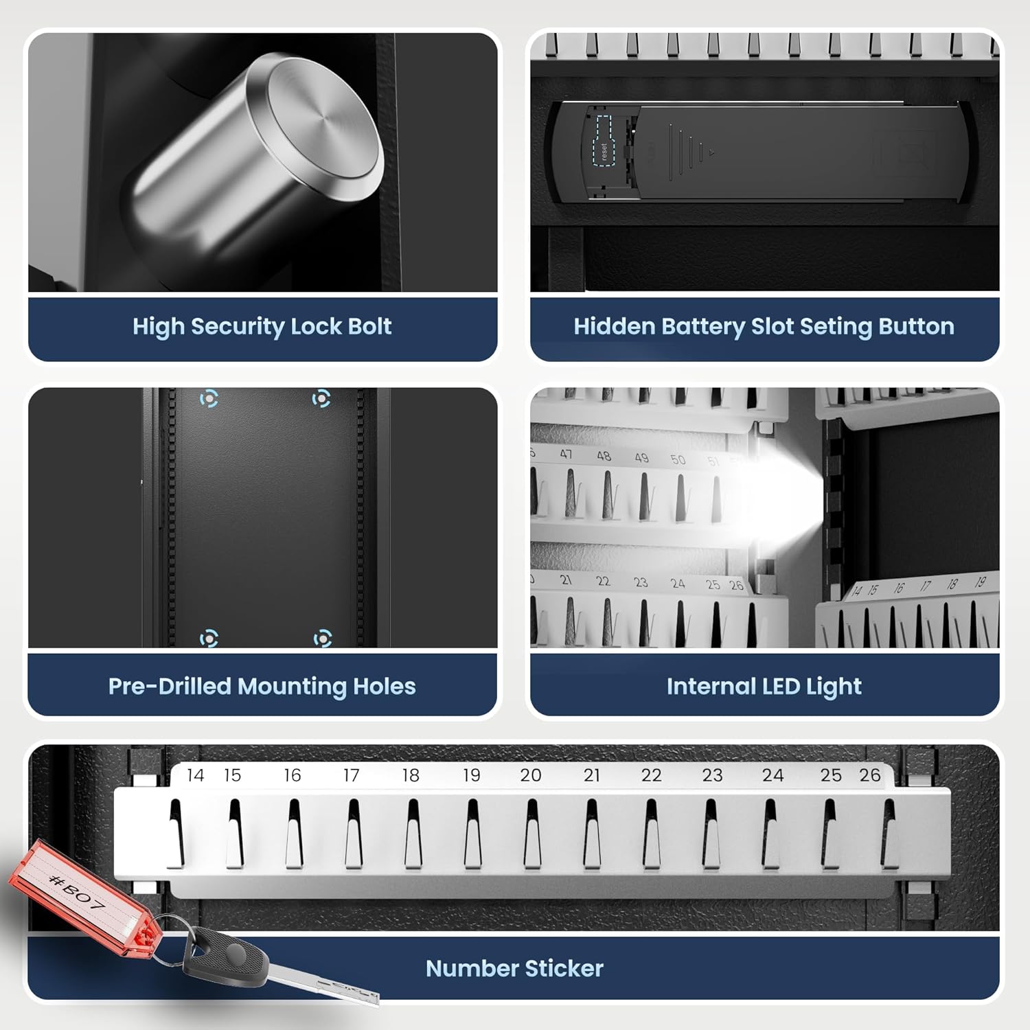 Heavy Duty 172 Keys Electronic Key Lock Box with Anti-Theft Deposit Key Slot & Key Out Tags, Key Cabinet Wall Mount with Code for Home Office