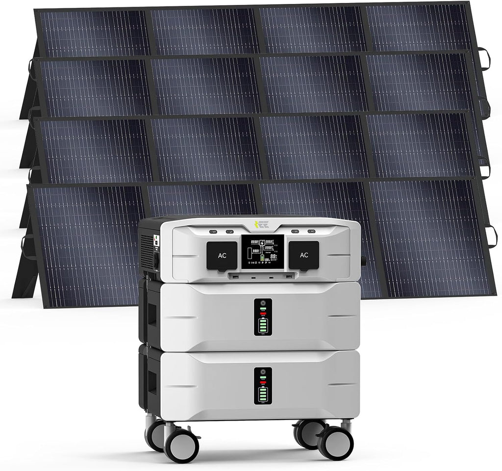 IEE 5120Wh Portable Power Station SP5000 with 4×200W Solar Panel, 120/240V 5000W(Peak 9000W) AC Output Solar Generator, Expandable Capacity, LFP Battery Generator for Home Use, Power Outages, RVs