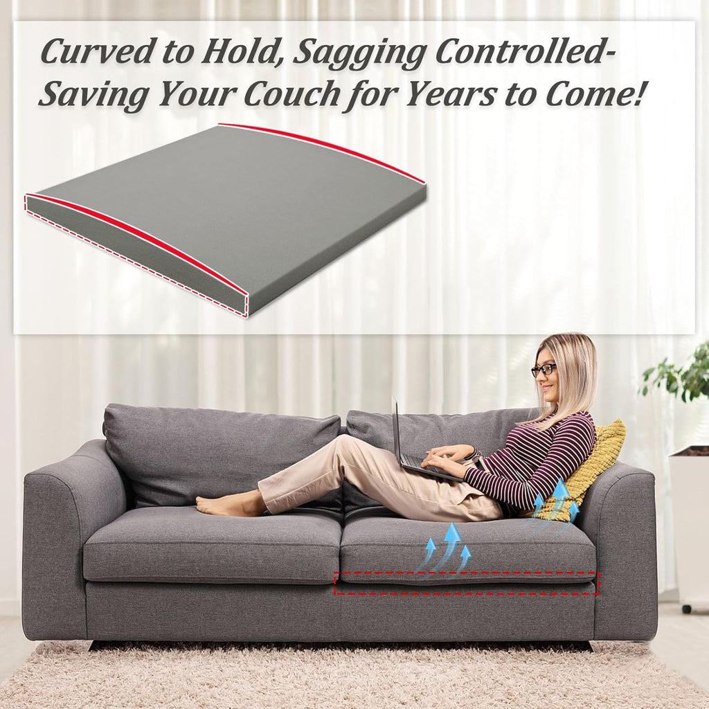 HAVARGO Couch Cushion Support for Sagging Seat 20X20X2 Inches Couch Supports for Sagging Cushions, High Density Foam Sofa Cushion Support with Anti Slip Mesh Fabric Light Grey Set of 3