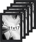 KTKDE 11x17 Picture Frame Set of 5, Wooden frames black, Vertical & Horizontal Wall Hanging for Wall Display,Studio Gallery Photo Frame for Photos, Posters & Art Prints
