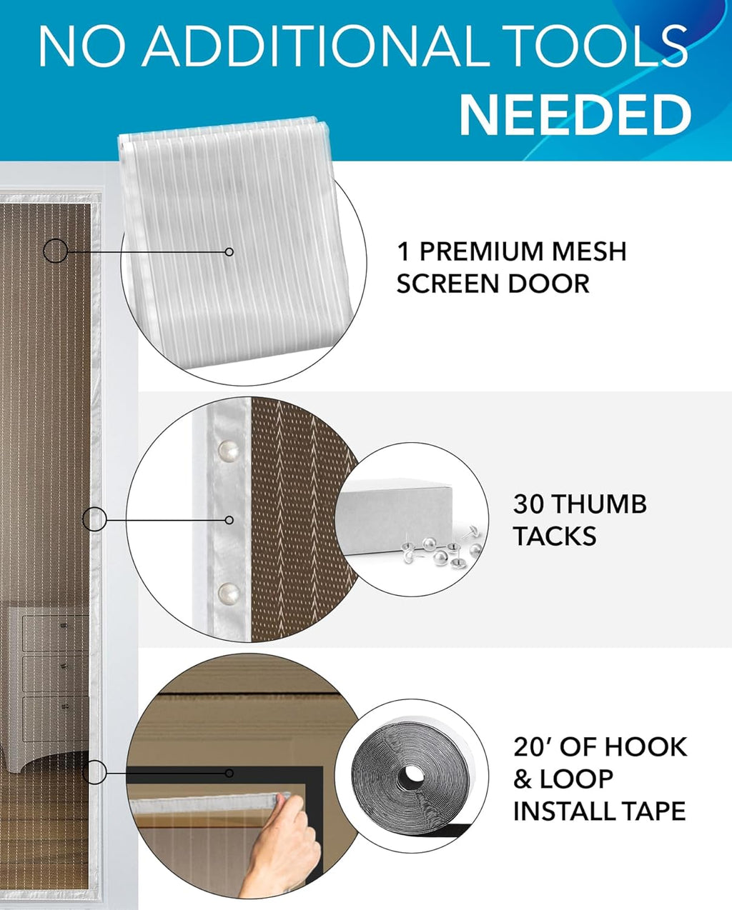 Flux Phenom Magnetic Screen Door Mesh 38x82 Inch – Easy Install, Strong Magnet Strength, Self-Sealing Mesh, Pet Tested, Hands-Free Entry, Door Screen Magnetic Closure, Keeps Bugs Out - White