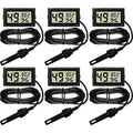 Weewooday Mini Digital Temperature Humidity Meters Gauge with Probe Gauge LCD Fahrenheit Display Thermometer Hygrometer for Incubator Reptile Plant Greenhouse Chicken Coop Garden(Black, 6 Pieces)