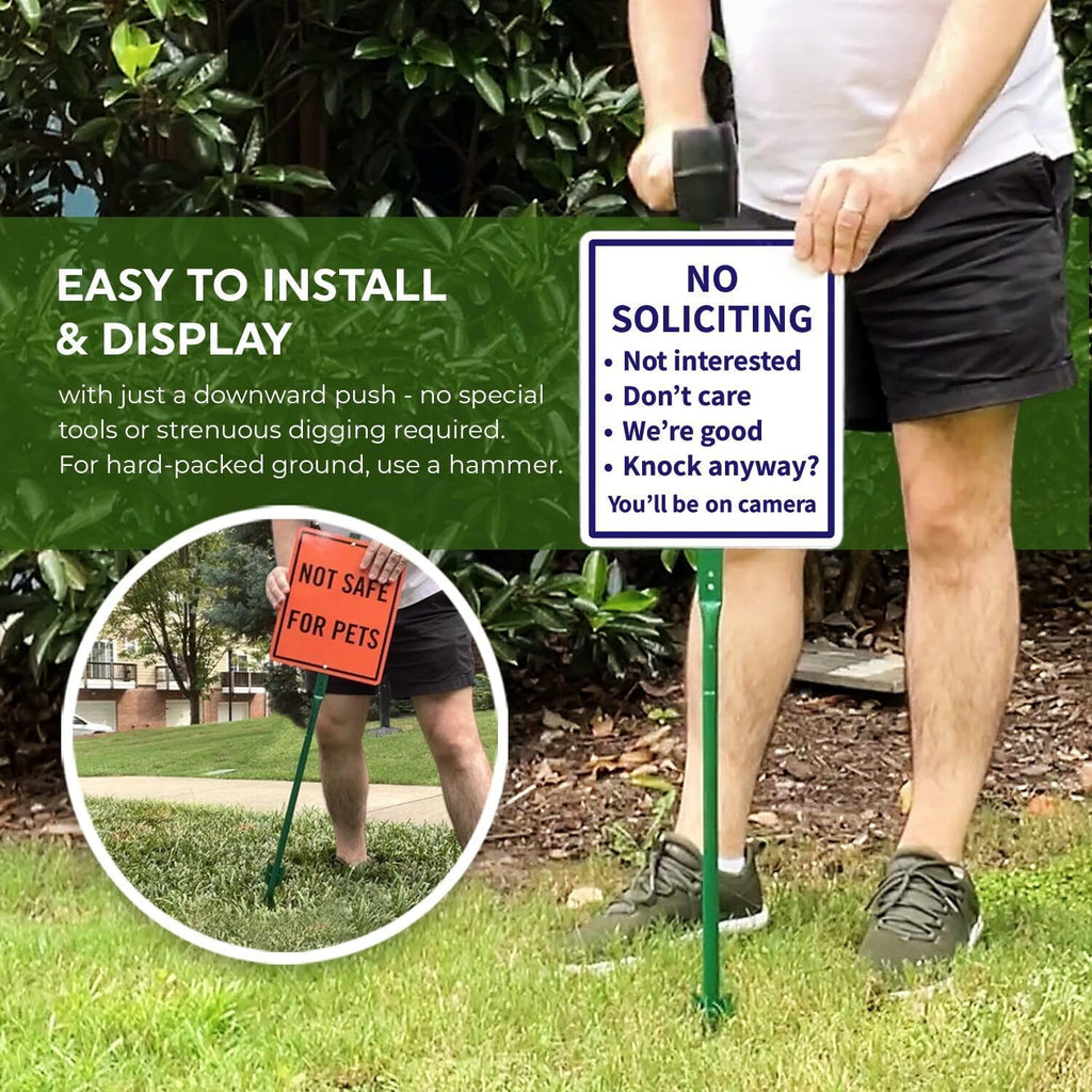 SmartSign 12" x 10" Custom Yard Sign with 3 foot Stake, 40 mil Laminated Rustproof Aluminum, Personalized Metal Lawn Sign Post for Outdoor, Driveway, No Soliciting, Choose Color, Set of 1, USA-Made