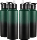 VEGOND 40 oz Insulated Water Bottle Bulk Stainless Steel Metal Water Bottles with Leak Proof Straw Lid & Spout Lid, Wide Mouth Double Walled Vacuum Travel Sports Bottle, 4 Pack