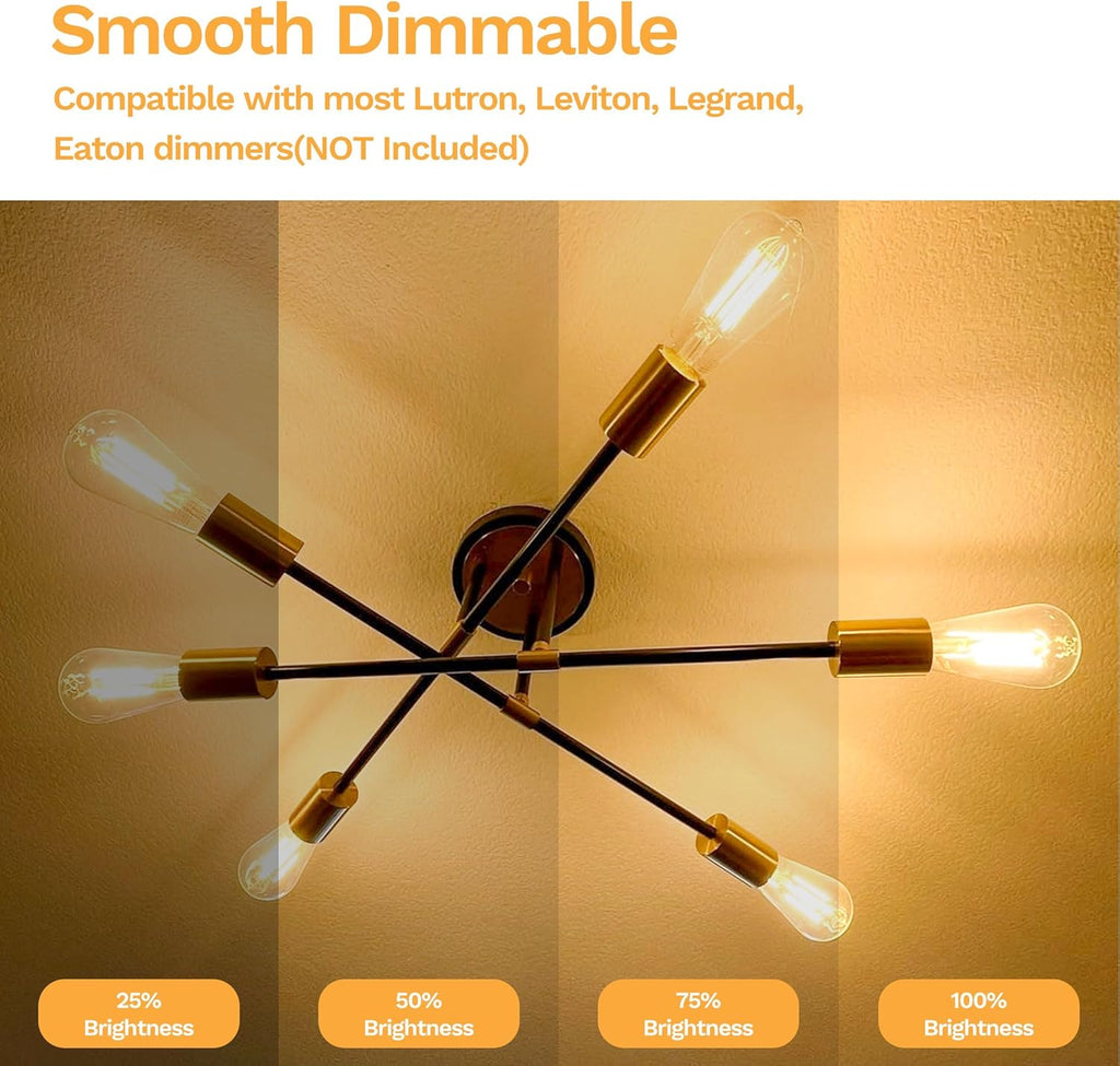 Edison Bulbs E26 Medium Base 2700K Soft White, 750LM ST58 Vintage LED Filament Bulb Clear Glass, Equivalent 75W Dimmable Lights Bulb 90+ CRI for Chandeliers, Pendants, Wall Sconces, 3 Pack