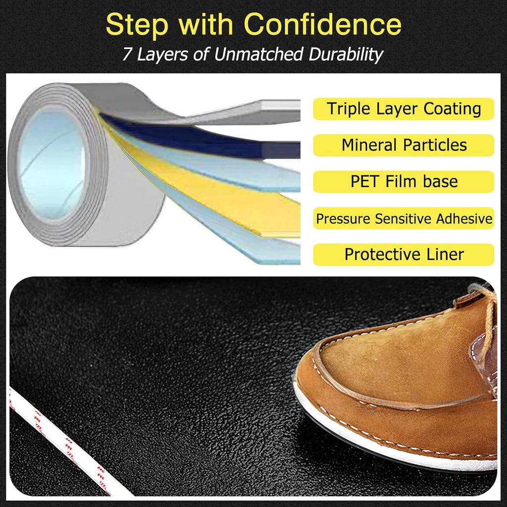 S&X Anti Slip Tape 36 Inch x 60 FT Roll, Ultimate Non-Slip Skid Grip Tape for Outdoor Stair Treads, Wooden Steps & Exterior Grips, Black, Grit 60, Waterproof, Extra-Durable, Long-Lasting Tread Strips