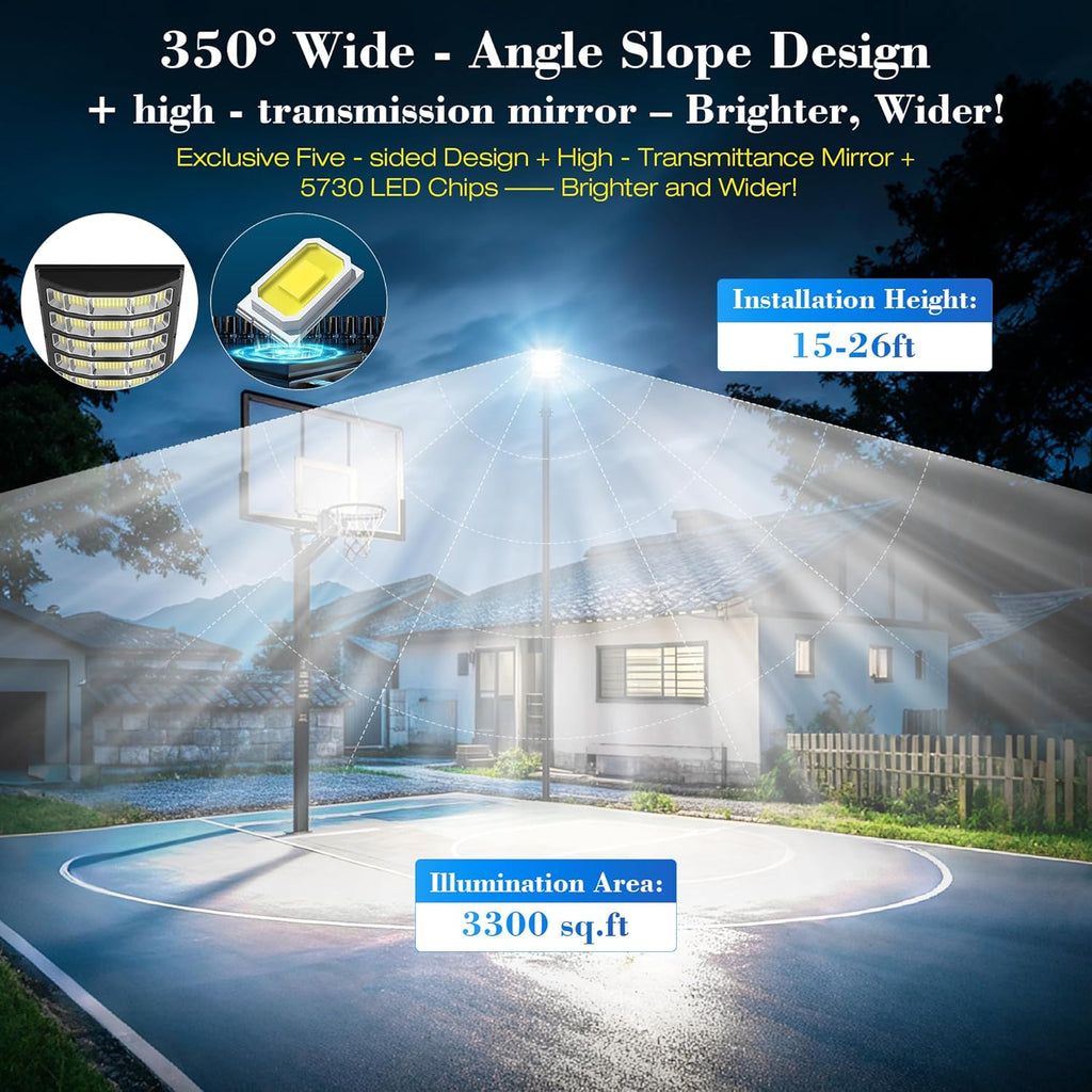 Solar Street Lights Outdoor,10000W Solar Lights Outdoor Waterproof with Motion Sensor, IP66 Solar Security Flood Lights for Yard, Pathway, Parking Lot - 350° Wide Angle & Remote Control Included