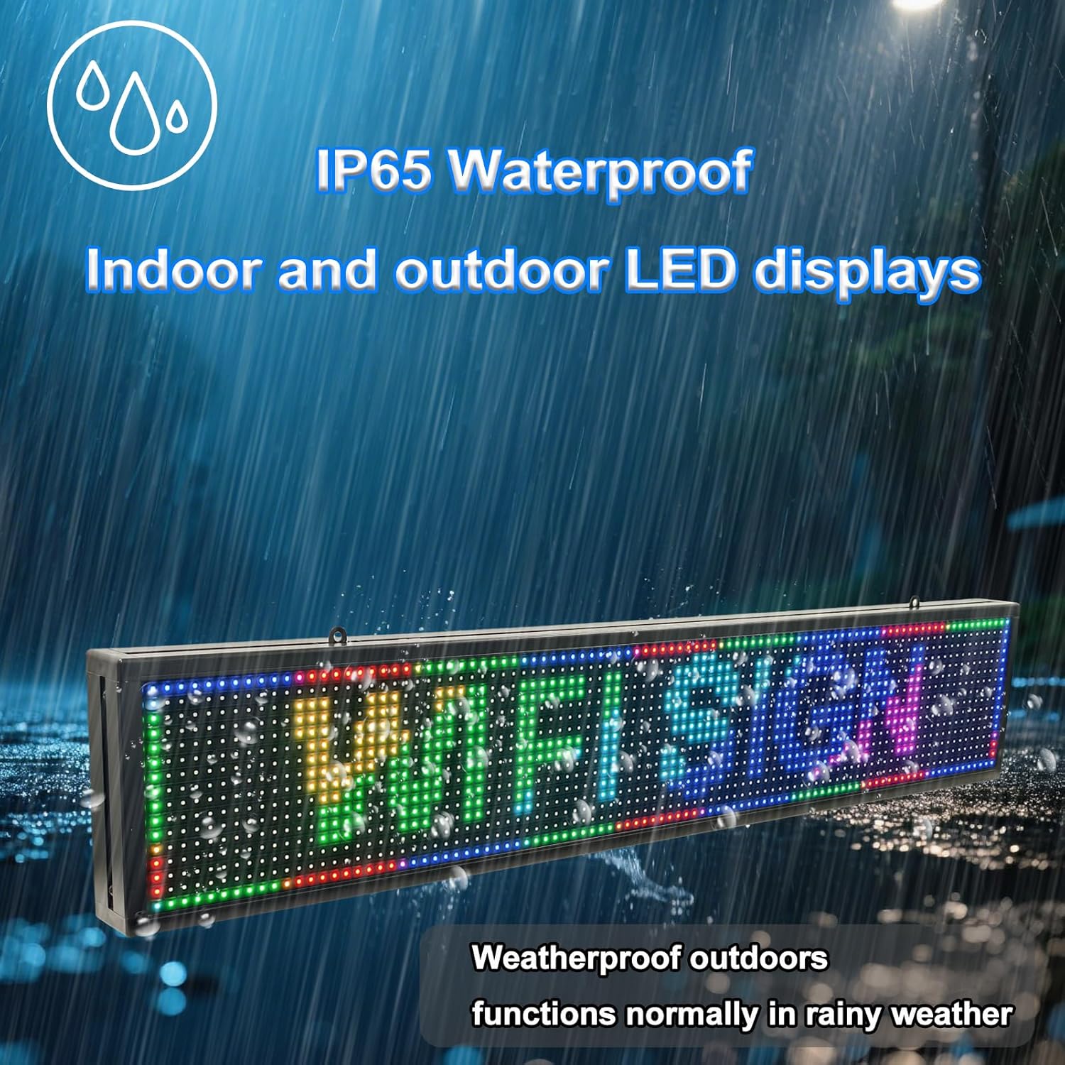 P10 Srolling LED Sign Programmable Outdoor IP65 Waterproof Led Signs, WiFi Control High Brightness Digital LED Sign Dispaly for Business Advertising, Store, Restaurant, Commercial 39”x8”