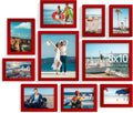 decorUhome Picture Frames Collage Wall Decor for Photo Gallery Display, Assorted Picture Frames set of 10 Including Two 8x10 / Four 5x7 / Four 4x6 for Family Wall Decor, Red, 10 Pack
