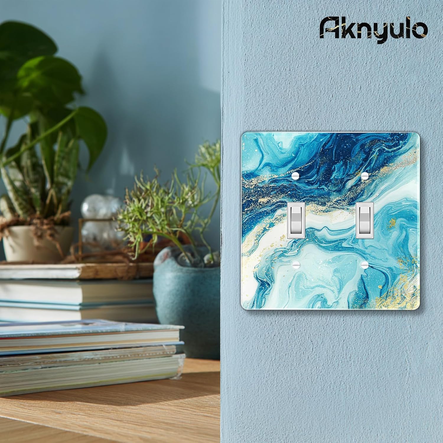 Elegant Marble Acrylic Light Switch Cover Decorative Double Rocker Wall Plate Light Switch Plate Cover