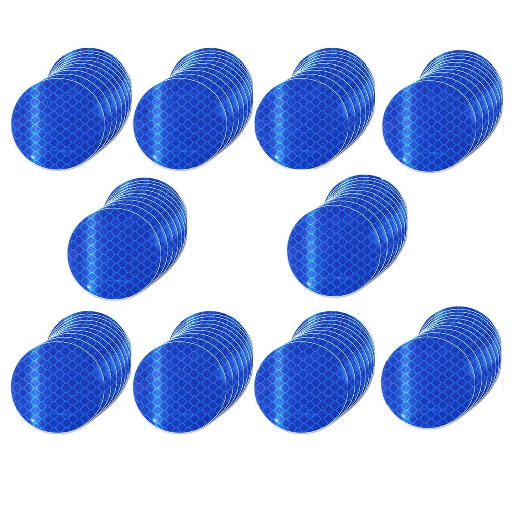 Non Fading Blue Reflective Stickers 2-inch Diameter Round Reflector, Outdoor Waterproof High Visibility Warning Adhesive Tape (100 Pcs)