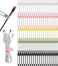 Nearockle 100Pcs Silicone Cable Ties Cord Organizer for Bundling Earphone, Phone Charger, Computer Cords, Reusable Cable Ties Wire Organizer in Home,Office,Kitchen,School (5 Colors)