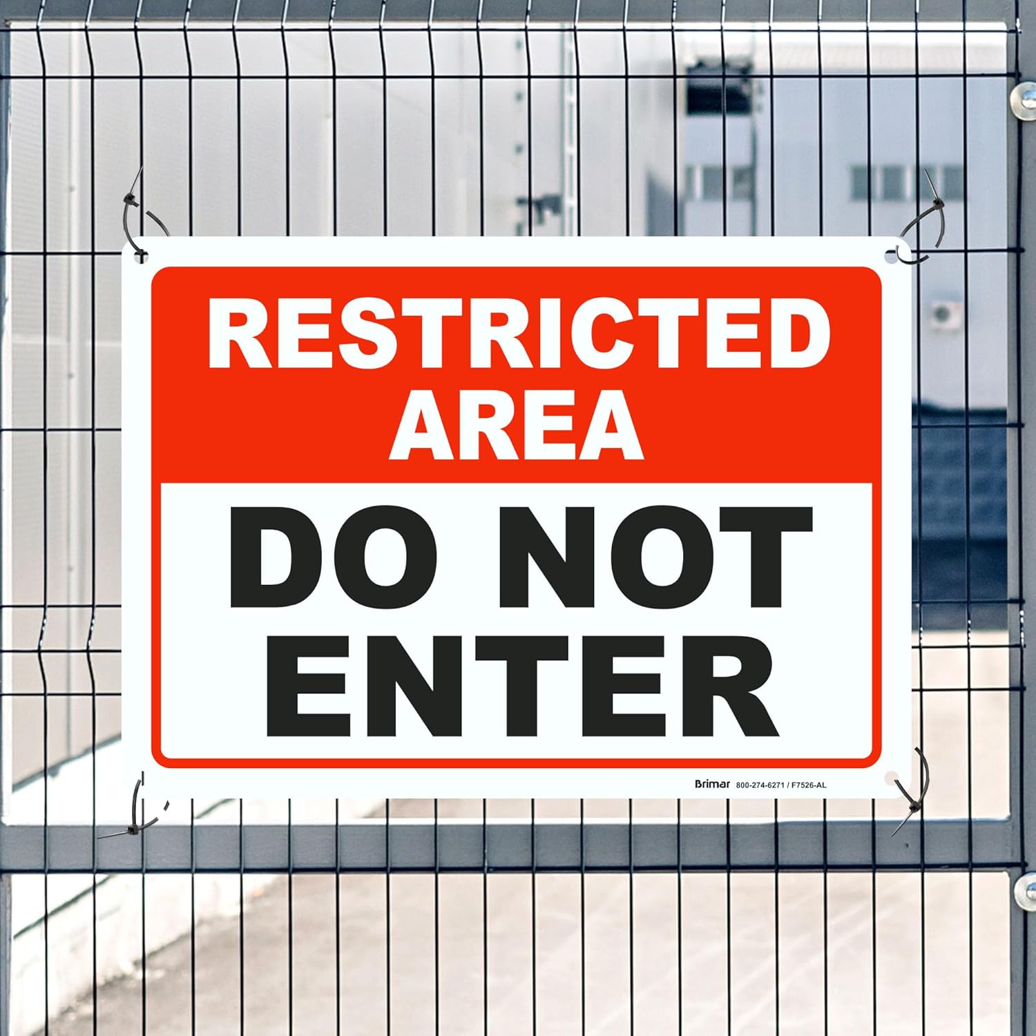 Brimar - 10 x 7" - Restricted Area Do Not Enter Sign - .040″ Rust-Free Aluminum - Clear Communication - Easy Installation