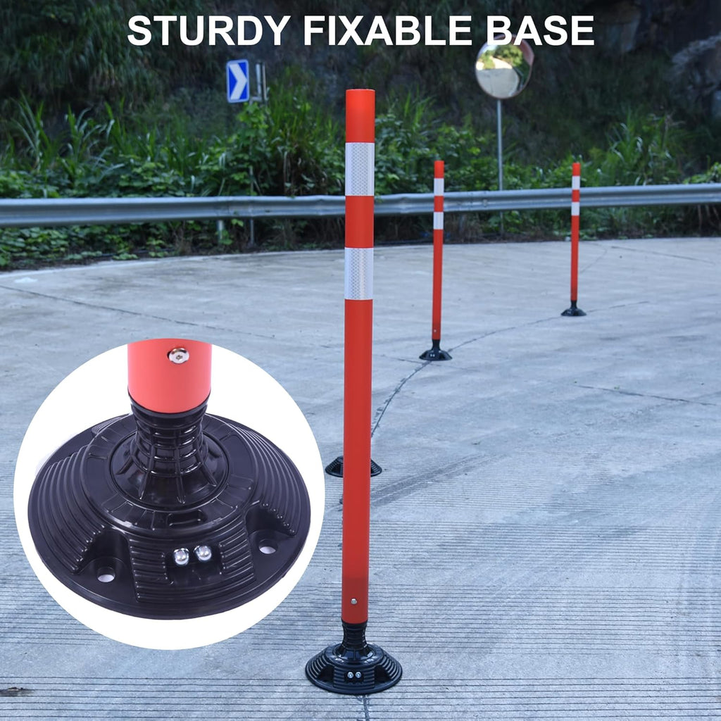 OrangeStar 8 Pack Delineator Post 48" Red Traffic Delineator Cones with Fixable Base for Road Safety, Parking Lots
