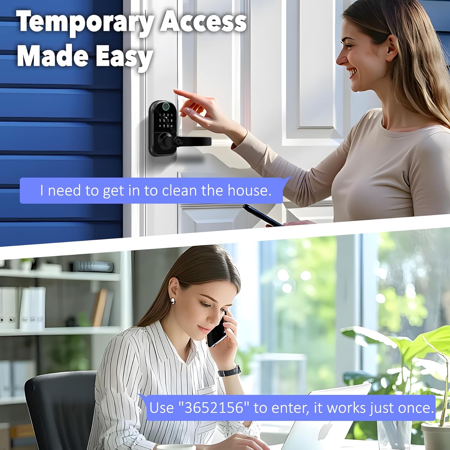 Fingerprint Smart Door Lock with Handle, Keyless Entry Door Knob with Digital Keypad, Electric Deadbolt Remote App Access & Doorbell, Digital Lock for Home, Office Matte Black