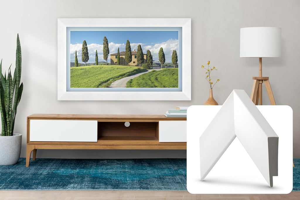 Gloss White 85" Premiere Deco TV Frame - Compatible ONLY with Samsung The Frame TV and Pro TVs (Fits 2021-2025, LS03A, LS03B,LS03C,LS03D,LS03FA,LS03FW)