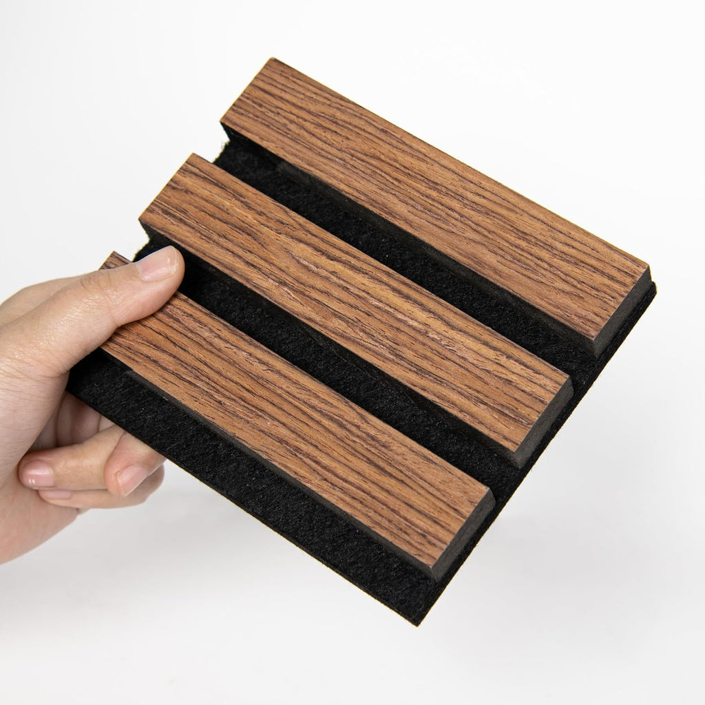 Sample Wood Salt Acoustic Wall Panels, Soundproof Wooden Wall Panels, 3D Fluted Sound Absorbing Panel, Red Oak, Sample Pack