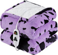 Cow Print Heated Electric Blanket Full Size,72X84 Purple Heating Blanket with 10 Heats Levels & 8 Hours Auto Off,Highland Cow Decor Fleece Sherpa Blankets Warmer Gifts for Women Adults,Washable
