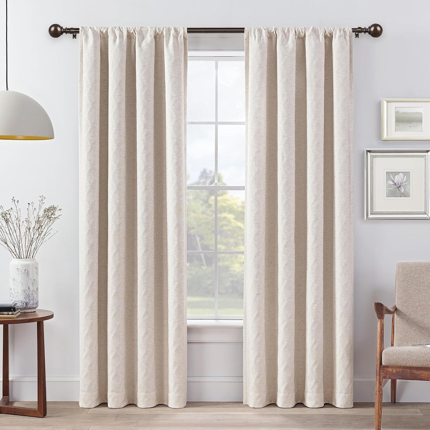 KAMANINA Curtain Rods 32 to 58 Inches (2.6-4.8ft), Antique Bronze Single Curtain Rod for Windows, 7/8 Inch Decorative Drapery Rod with Round Finials