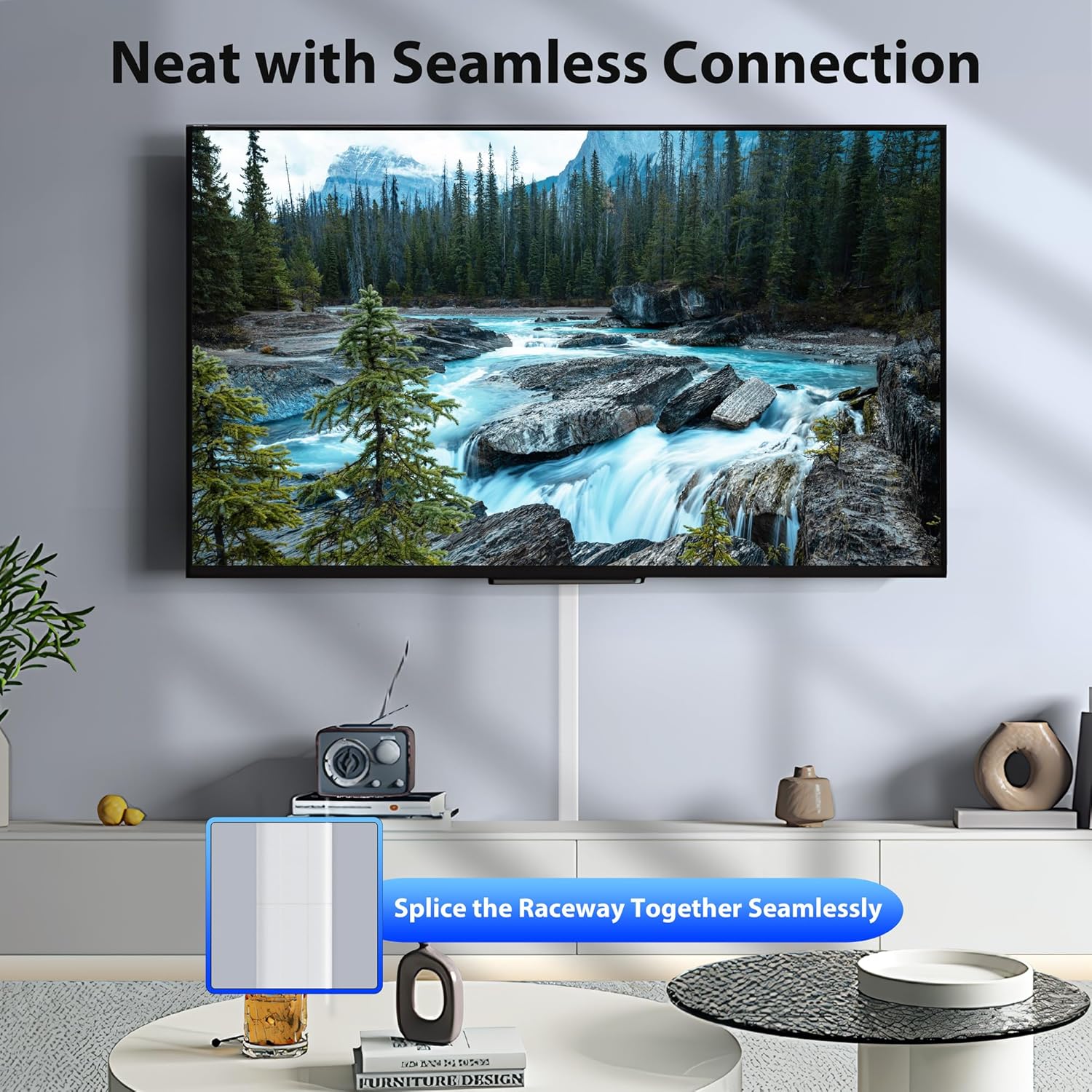 ZhiYo Large Capacity Wire Hiders for TV on Wall, 63in (4xL15.8in) PVC Cable Cover, Snap and Lock Design, White Cord Covers for Wires on Wall