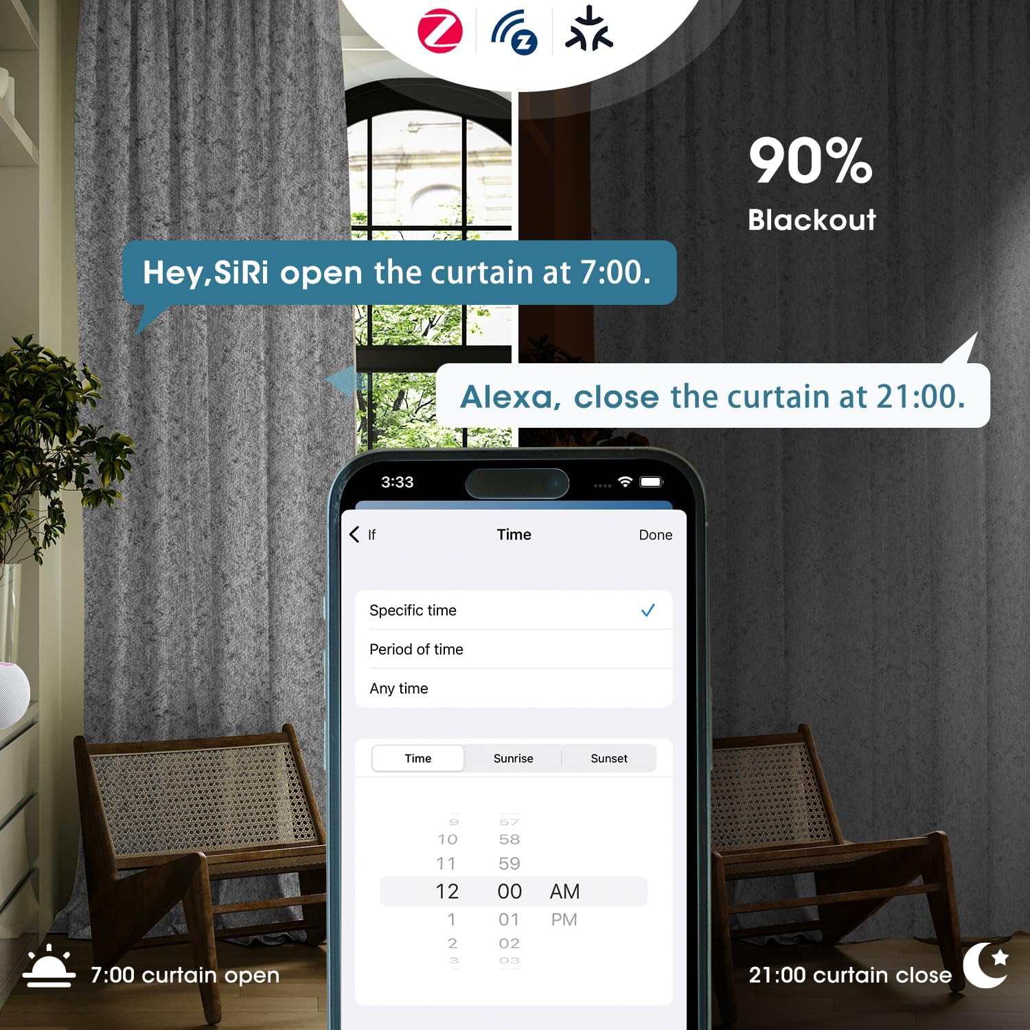 SmartWings Automatic Curtain Opener with Drapery, Motorized Vertical Blinds with Remote, Electric Closet Doors Sliding Panels Compatible with Alexa Google Homekit, 90% Blackout Medium Grey