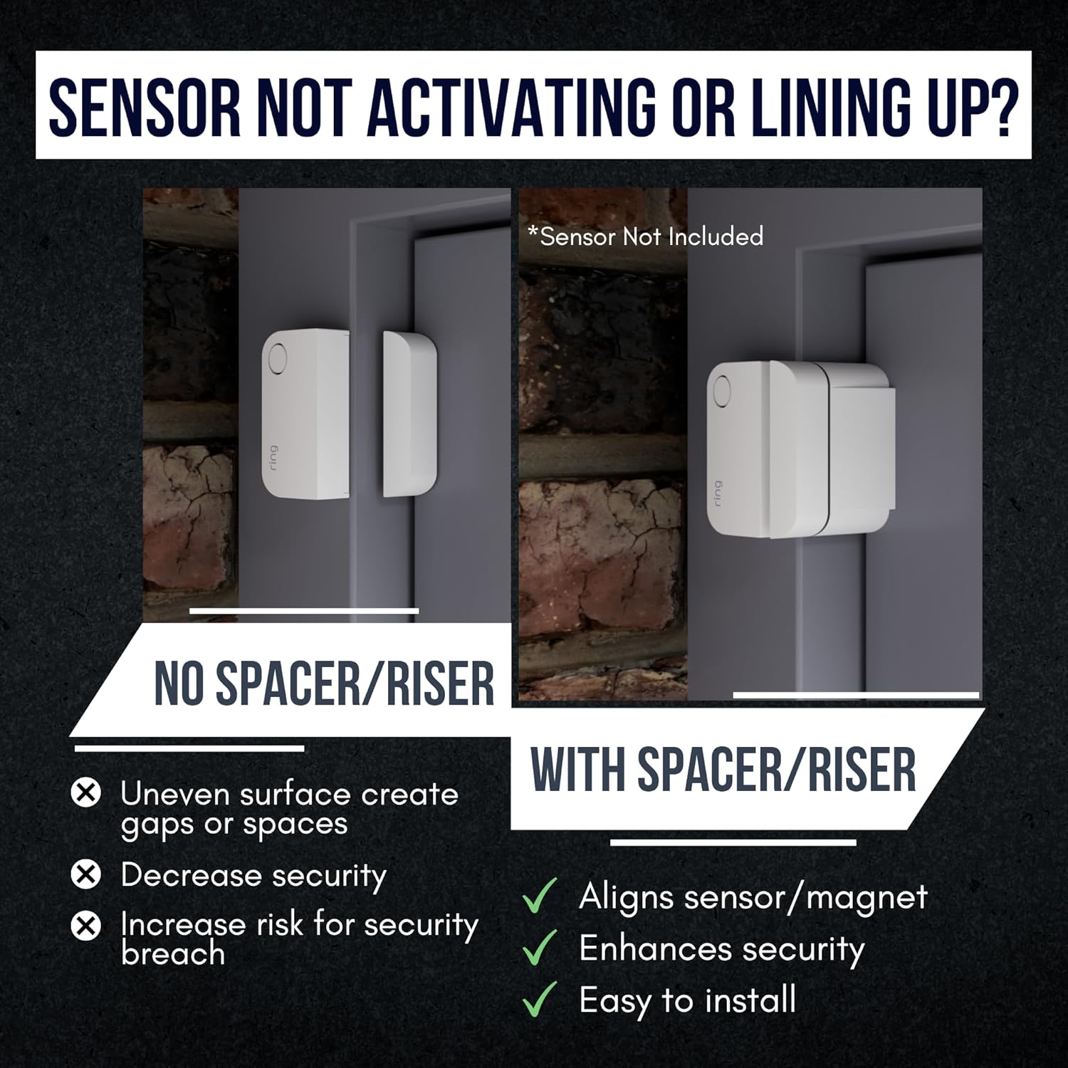 Ring Alarm Magnet Riser | 5 Pack Set with 3M Adhesive - Easy Mount to Any Doorway, Window, and Entryway | Ring Sensor/Magnet Not Included (1/2 inch)