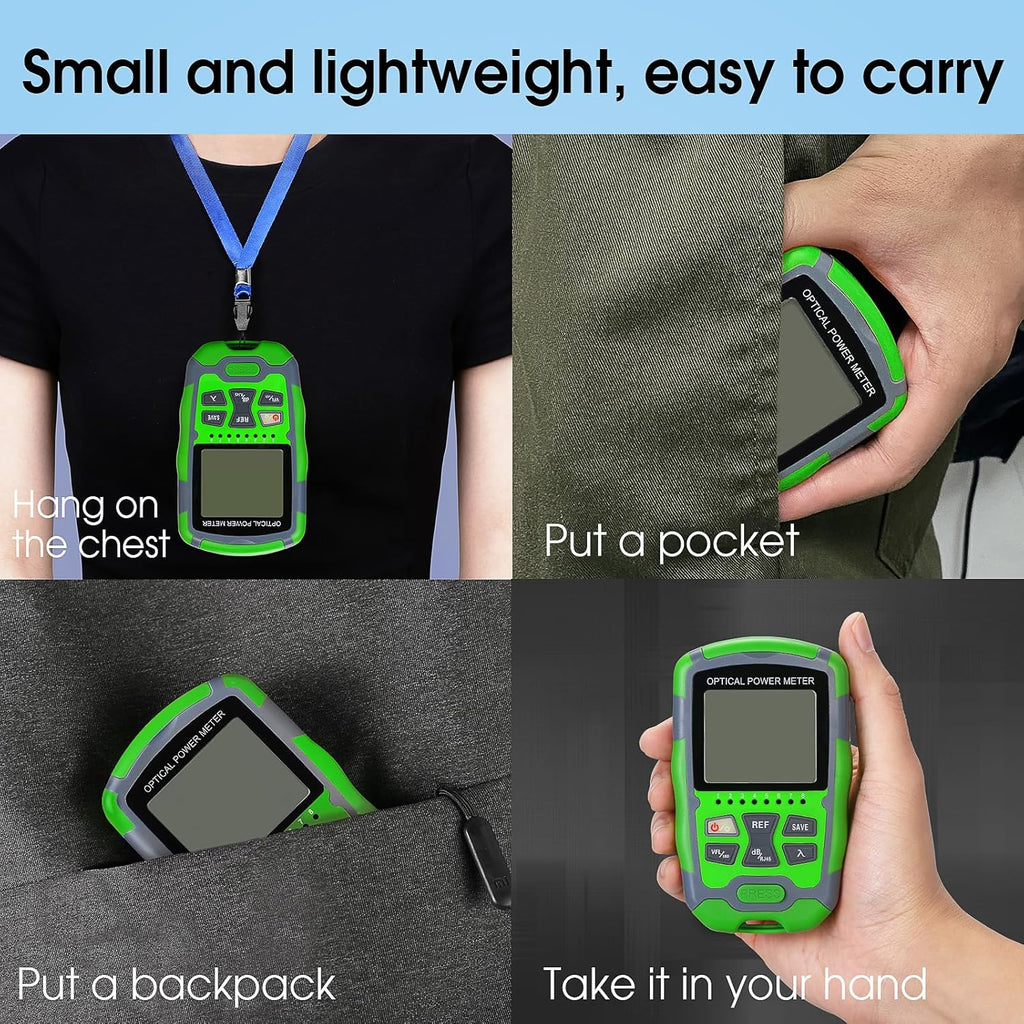 Dry Cell A-M70 OPM Portable Fiber Optic Power Meter Integrated Machine 50 (FC/SC/ST) & RJ45 Network Test Portable Fiber Optic Tester ‑70 to +10 1pc FC to LC Adapter