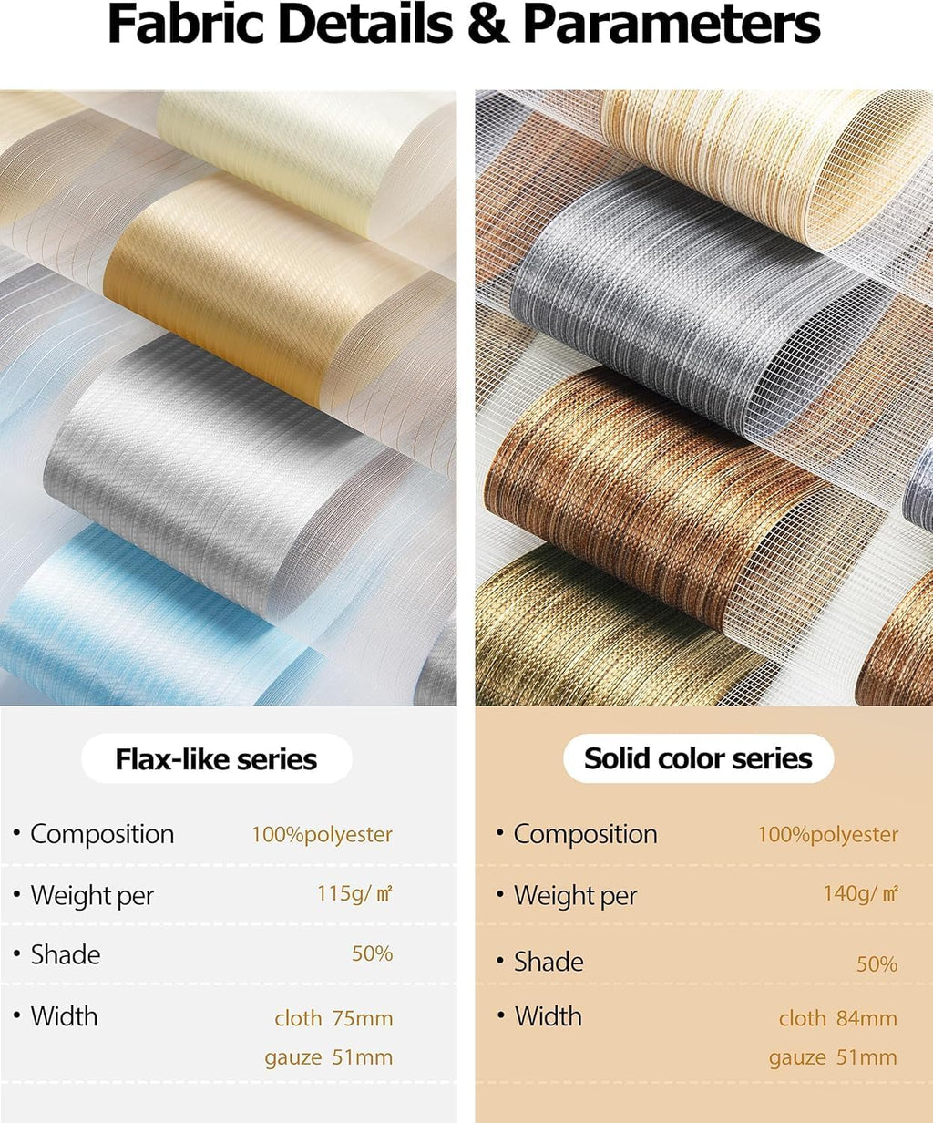 LazBlinds Motorized Zebra Roller Shades, Rechargeable Smart Blinds with Remote Control, Custom Size Light Filtering Dual Layer Roller Sheer Shades, Off-White Linen