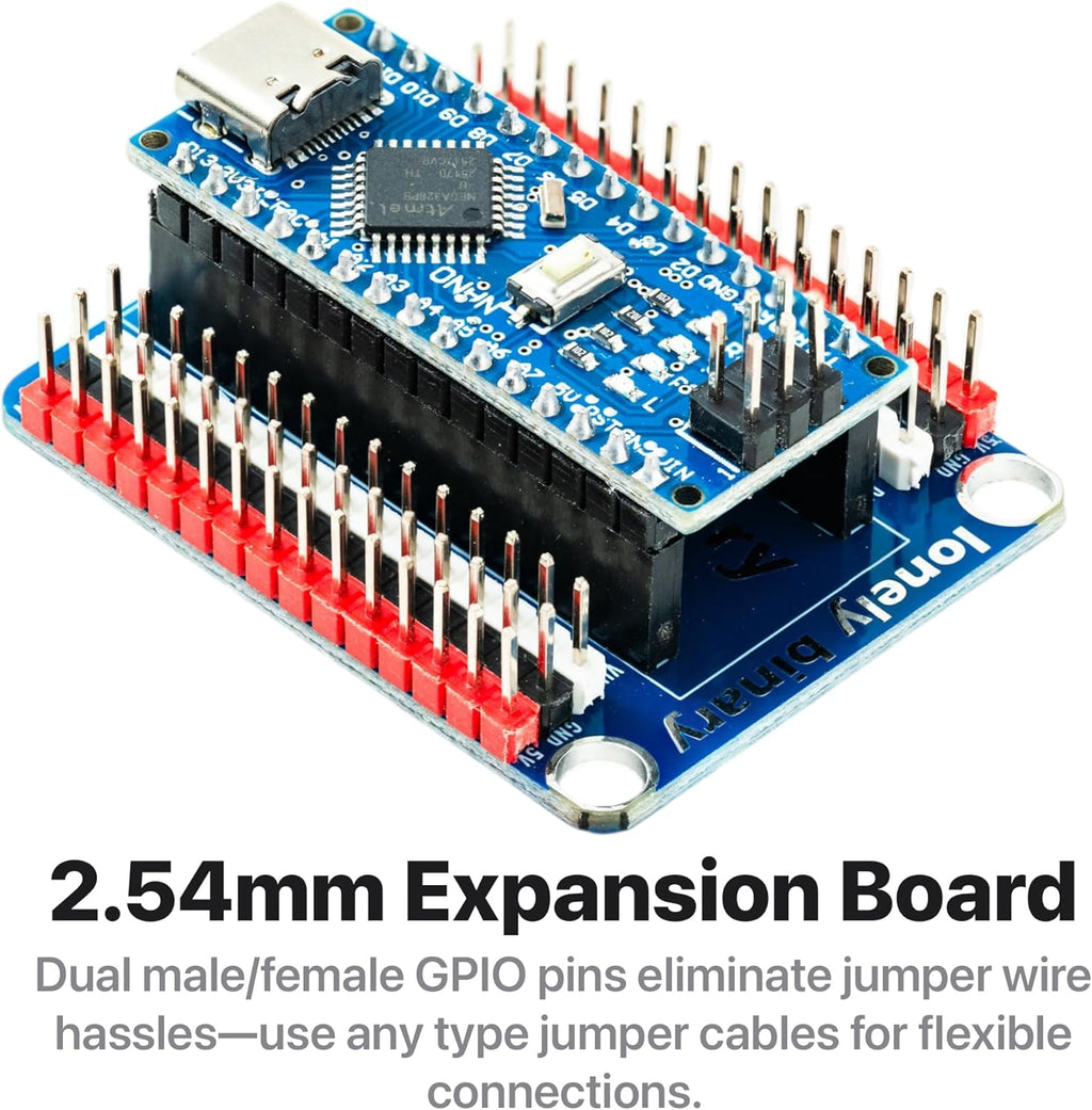 3-Pack Nano V3.0 Development Board Expansion Kit, 3 x Nano V3.0 Type-C & 3X Versatile Expansion Board (Screw, Non-Screw, 2.54mm) Compatible with Arduino IDE Prototyping Projects