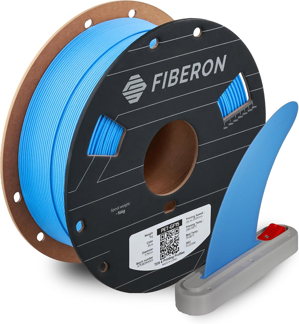 Polymaker Fiberon Blue PET-GF15 3D Printer Filament 1.75mm 1KG, 15% Glass Fiber Reinforced, High Strength & Heat Resistance, Ideal for Automotive, Industrial & Functional Parts, AMS Compatible