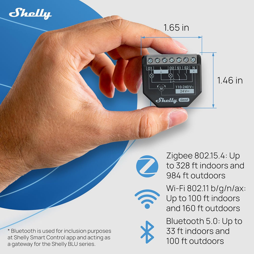Shelly 2PM Gen4 | Wi-Fi, Zigbee & Matter 2-Channel Smart Relay Switch with Power Metering | Home Automation | Alexa, SmartThings, Google Home, HomeKit Compatible | Roller Shutters Control (2 Pack)