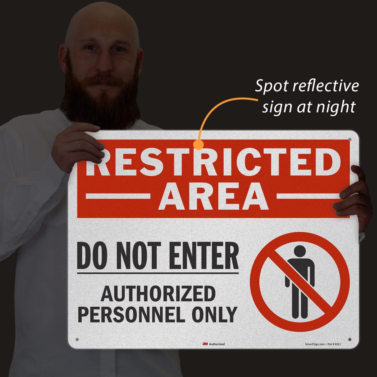 SmartSign 18" x 24" 'Restricted Area Do Not Enter, Authorized Personnel Only' Metal Sign with Symbol, 80 mil Aluminum, 3M Laminated Engineer Grade Reflective, Red, White and Black, USA-Made