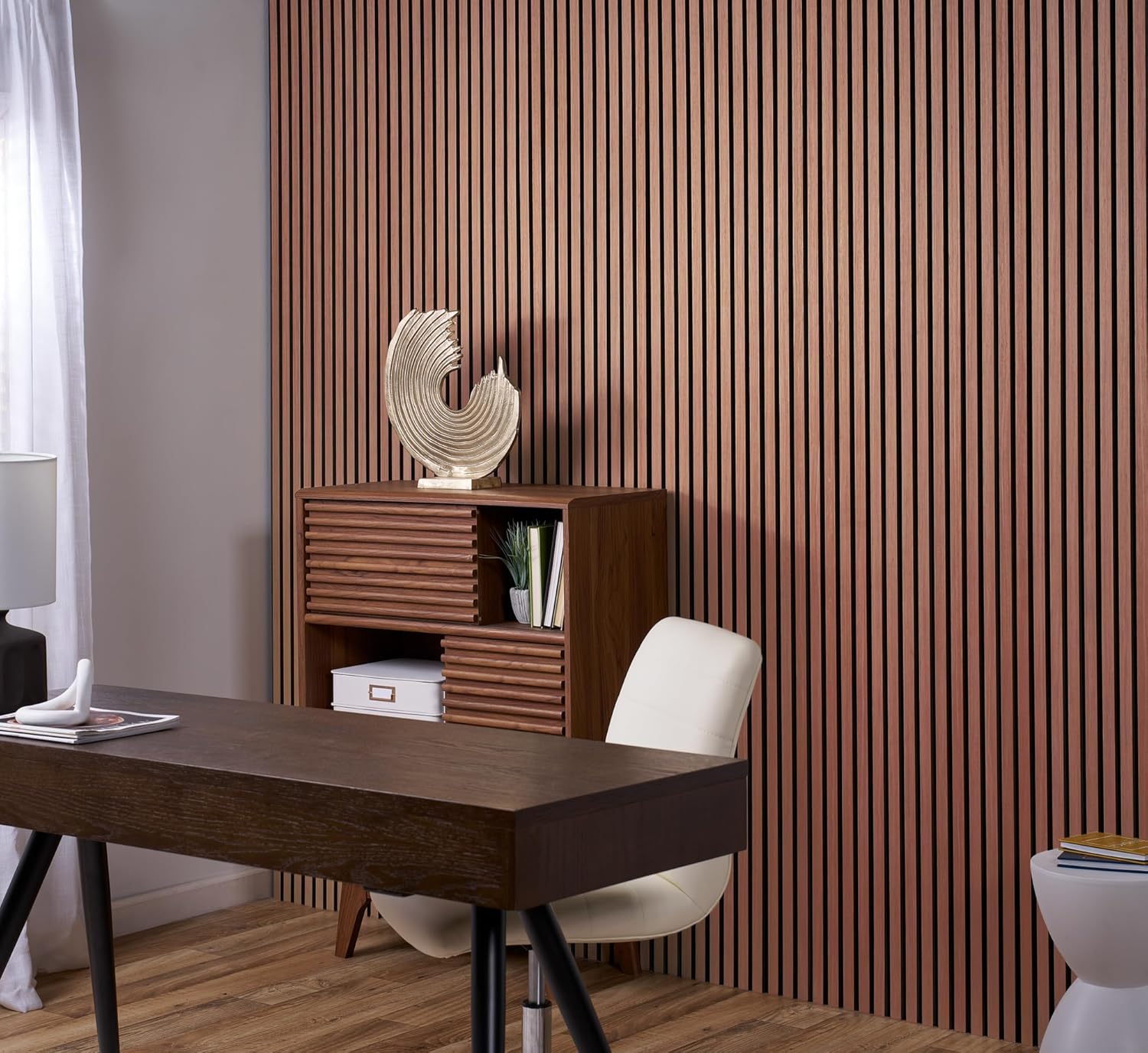 Wood Panels for Wall - Oak Acoustic Wall Panels - 4PK Wall Wood Panels - 94.49” x 12 - Soundproof Wall Panels for Decor - Acoustic Slat Wood Wall Panels for Interior Decoration of Walls (Oak Cherry)