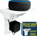 BeraTek Power Perch Wall Outlet Shelf with Cord Storage Strap - Declutter & Reclaim Counter Space - Top Uses: Charging Shelf, Echo Dot Stand, Apple HomePod Mini Wall Mount - White, 1-Pack