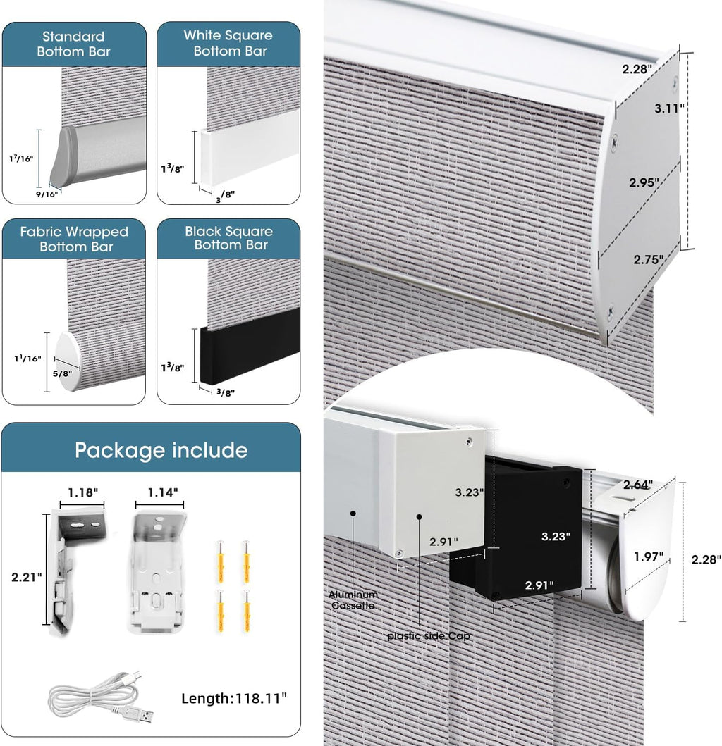 SmartWings Motorized 100% Blackout Shades Blinds, Custom Size, Cordless Window Shades with Rechargeable Battery, Work with Matter/Apple HomeKit, Alexa, Thread/Zigbee, Remote Optional, Safar Rock Grey