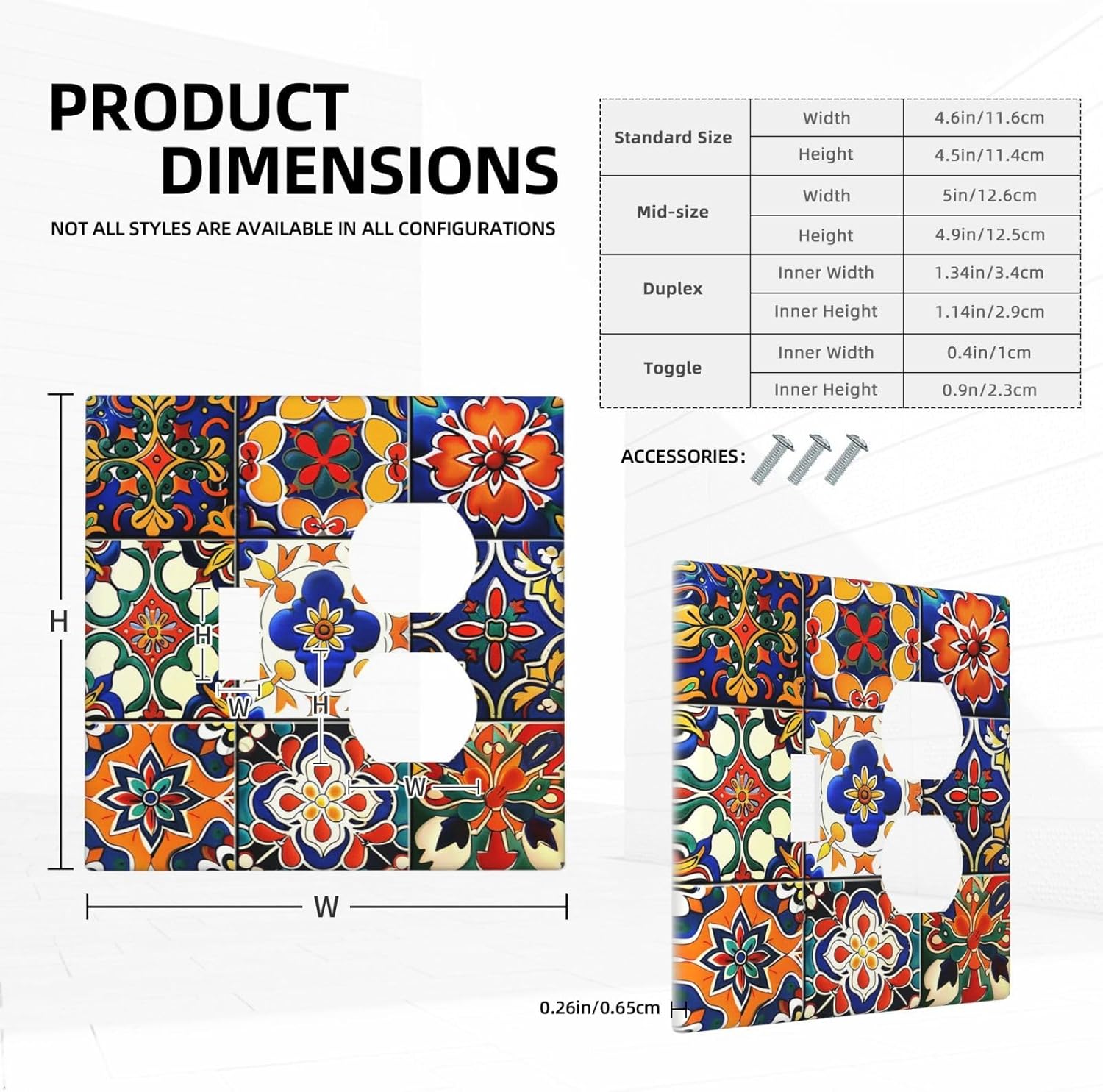 Wallplates Colorful Mexican Talavera Vintage Boho Floral 1 Toggle 1 Duplex Switch Plate Electrical Gfci Faceplate Decorative Light Switch Covers For Farmhouse Cabin Decor