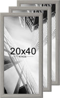 KTKDE 20x40 Picture Frame Set of 3, Poster Frame Wooden Gray 40 by 20 in for Pictures and Art Prints, Exhibition, Caffe Large Frame for Photos, best gift