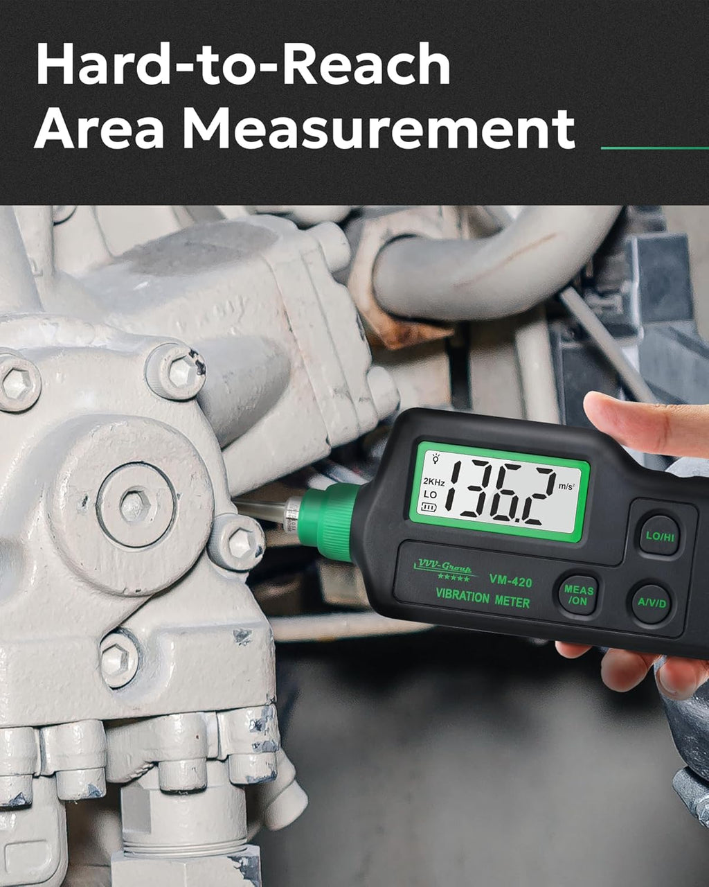 Vibration Meter VM-420 Digital Vibrometer Handheld Vibration Analysis Equipment Acceleration Velocity Displacement Measurement