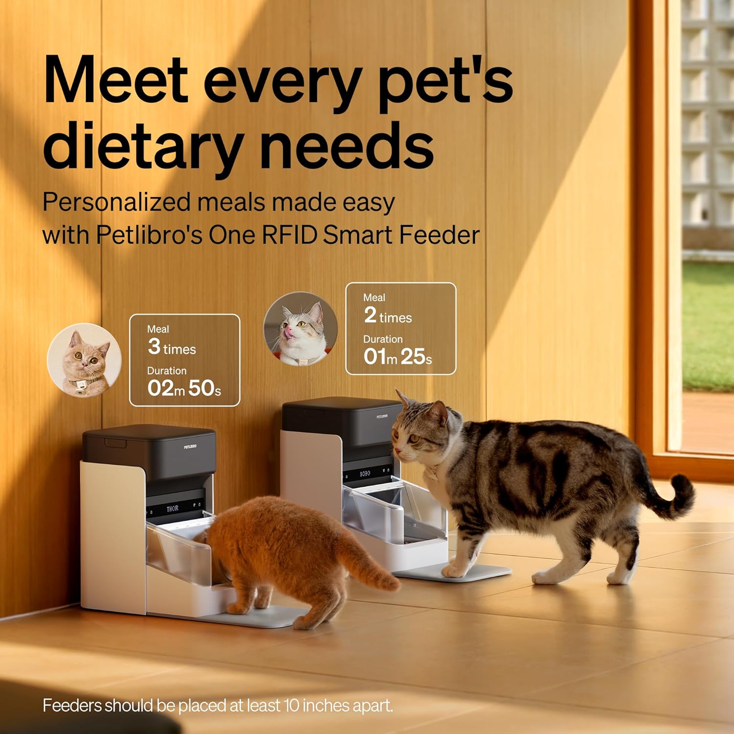 PETLIBRO Automatic Cat Feeders for 2 Cats, RFID Collar Tag for Exclusive Meals, Cats Recognition to Stop Food Stealing, Diet Tracking for Multi-Pet Homes and Different Diets, Pet Feeder Pack of 2