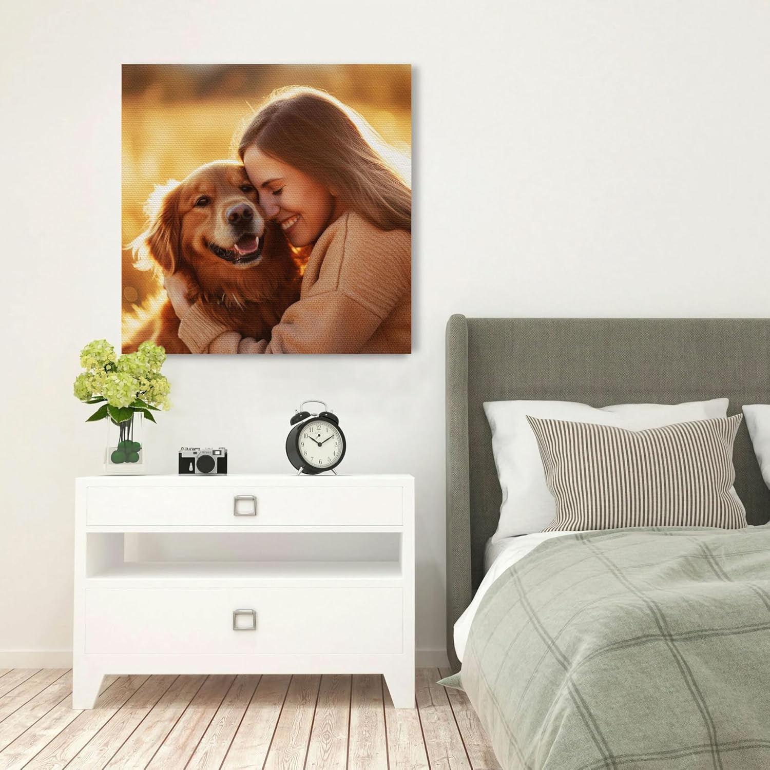SPECPIX Custom Canvas Prints with Your Photos Customized Canvas Wall Art Personalized Canvas Pictures Gifts for Pet Dog Baby Family Mom Dad Men Women Couple Boyfriend Girlfriend Framed 16x16