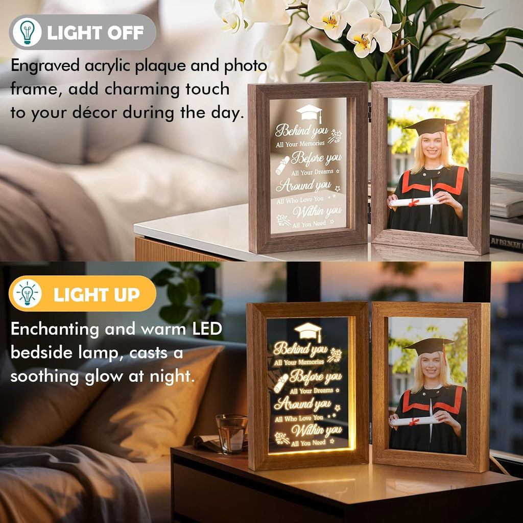 Graduation Picture Frame with Light - Cool College & High School Grad Gifts for Her & Him - Master Degree Congratulations Gifts for Graduates, Women & Daughter